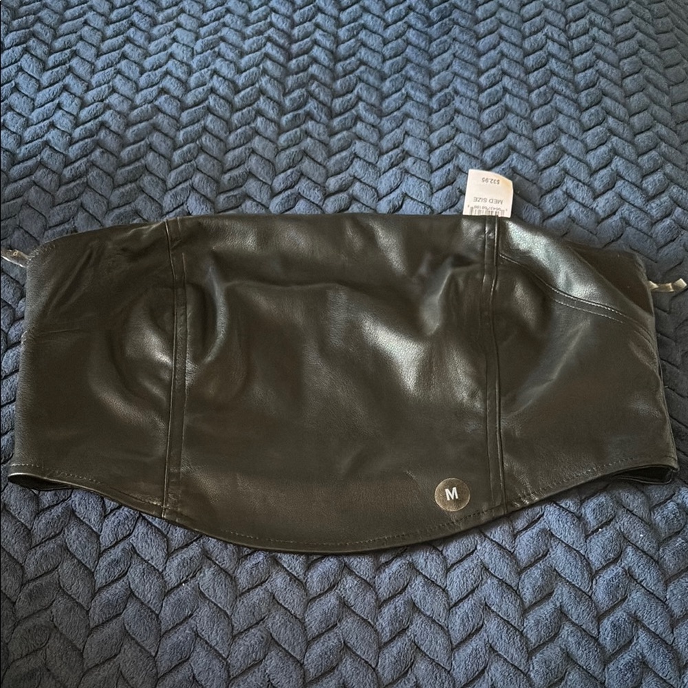 Kendall & Kylie Black Leather Crop Top